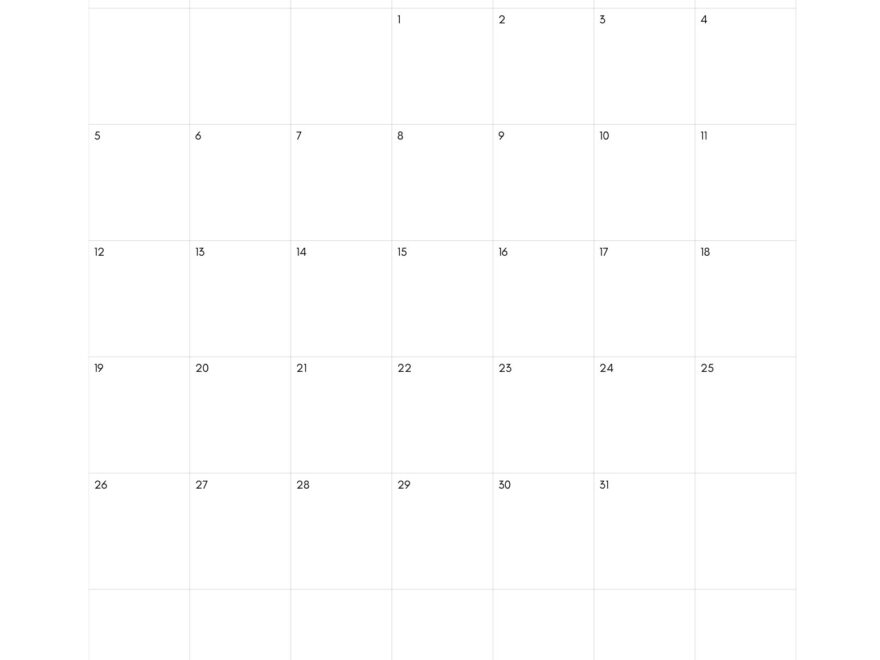 Minimalist Printable 2025 Monthly Calendar Template