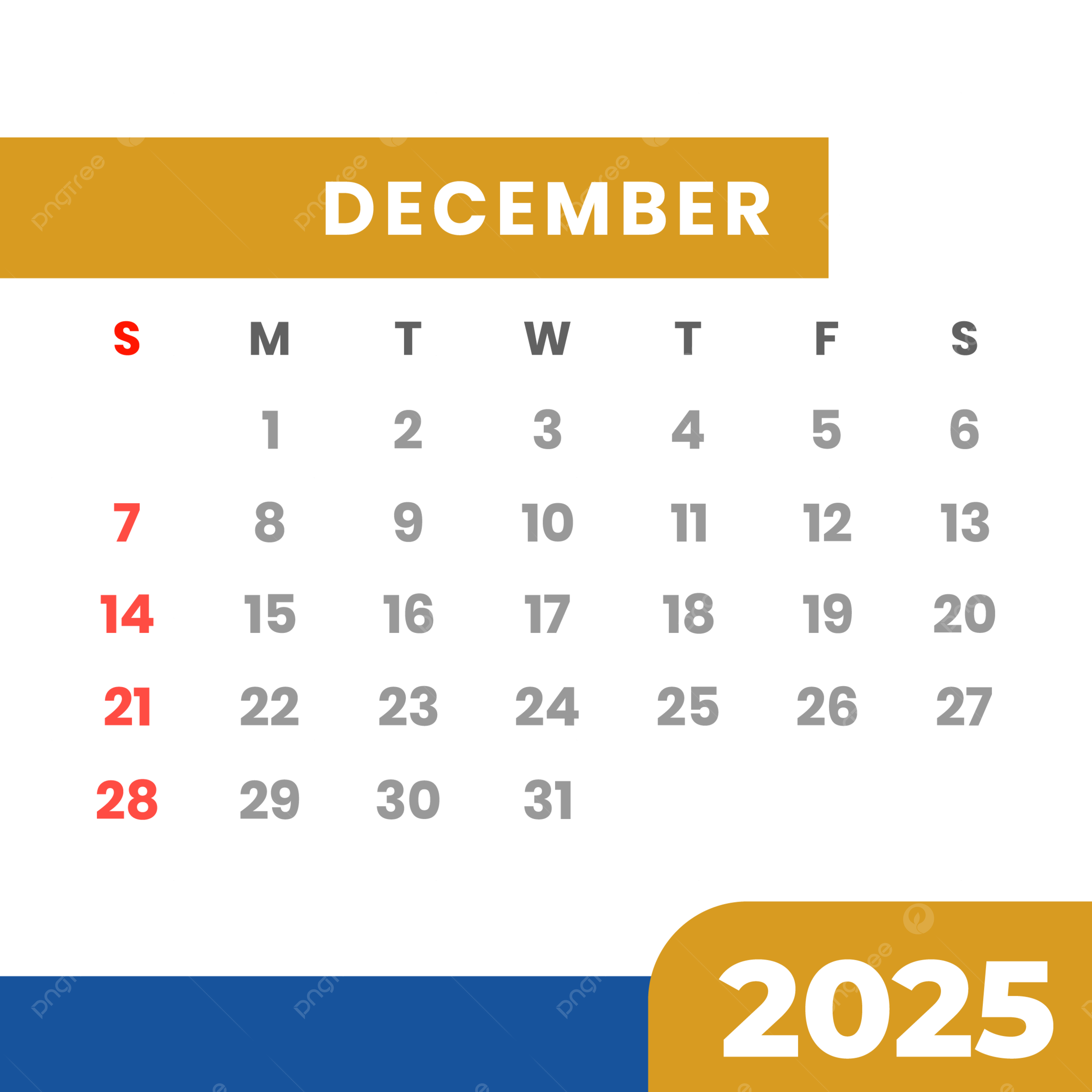 Daily Calendar December 2025