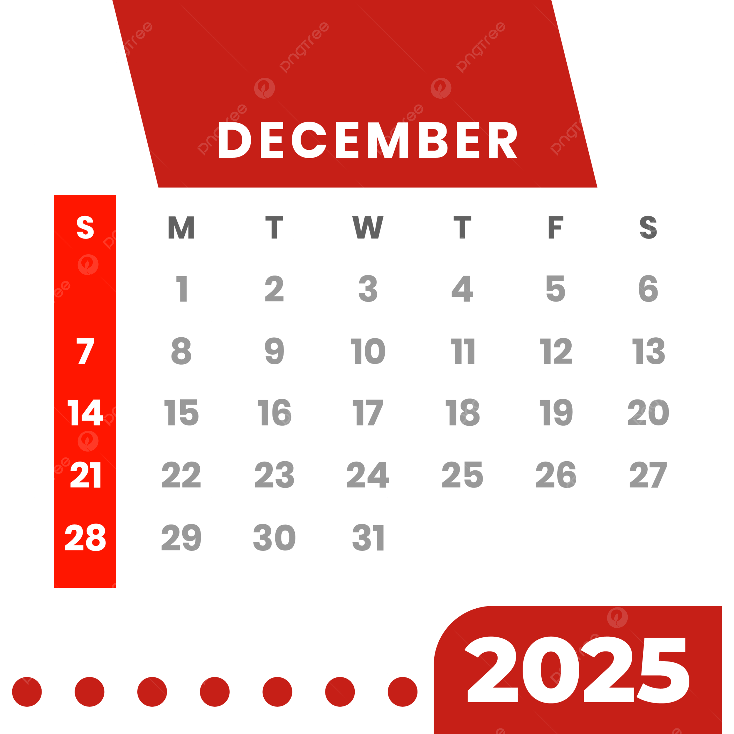 Monthly Calendar December 2025