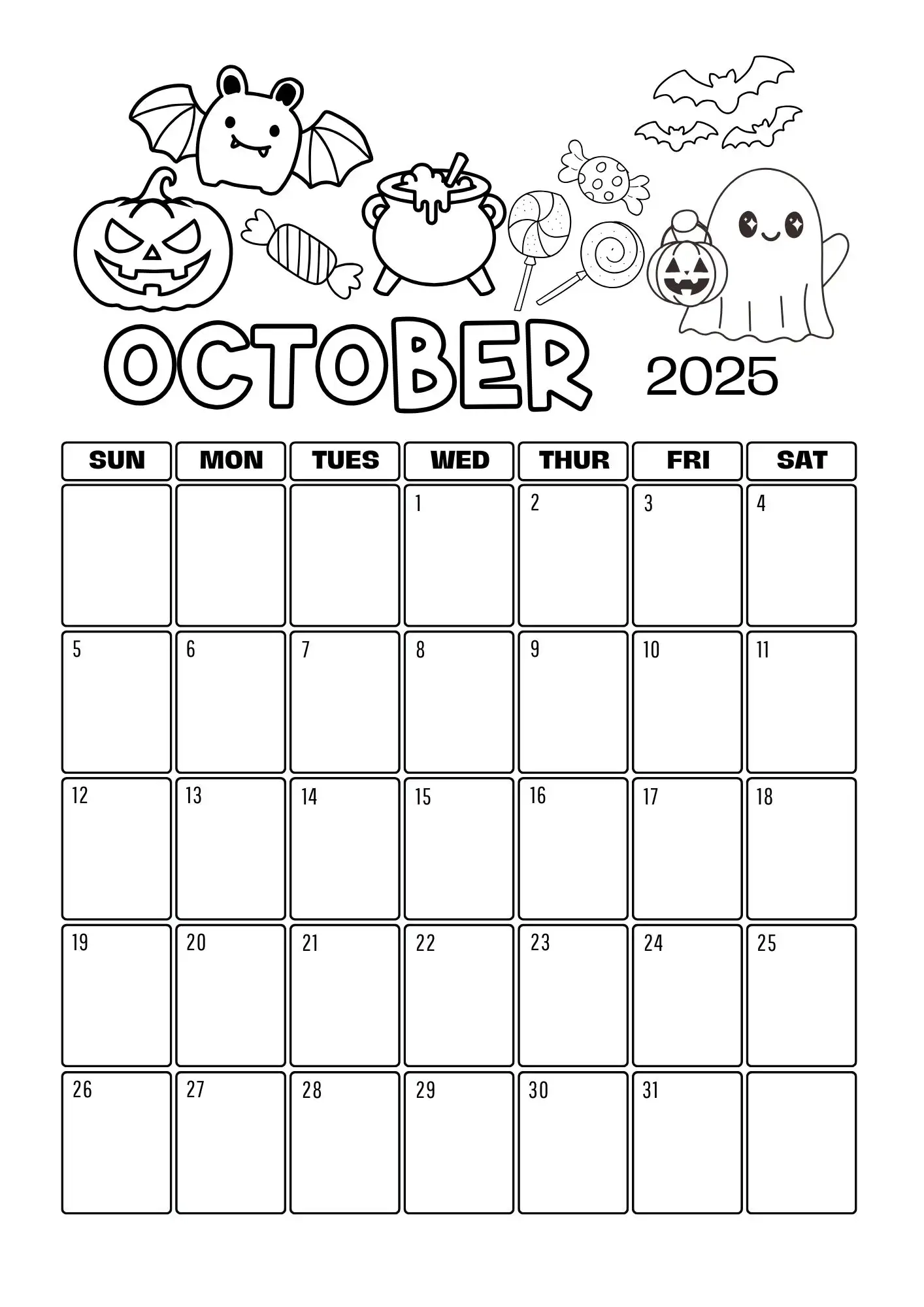 Blank October Calendar 2025