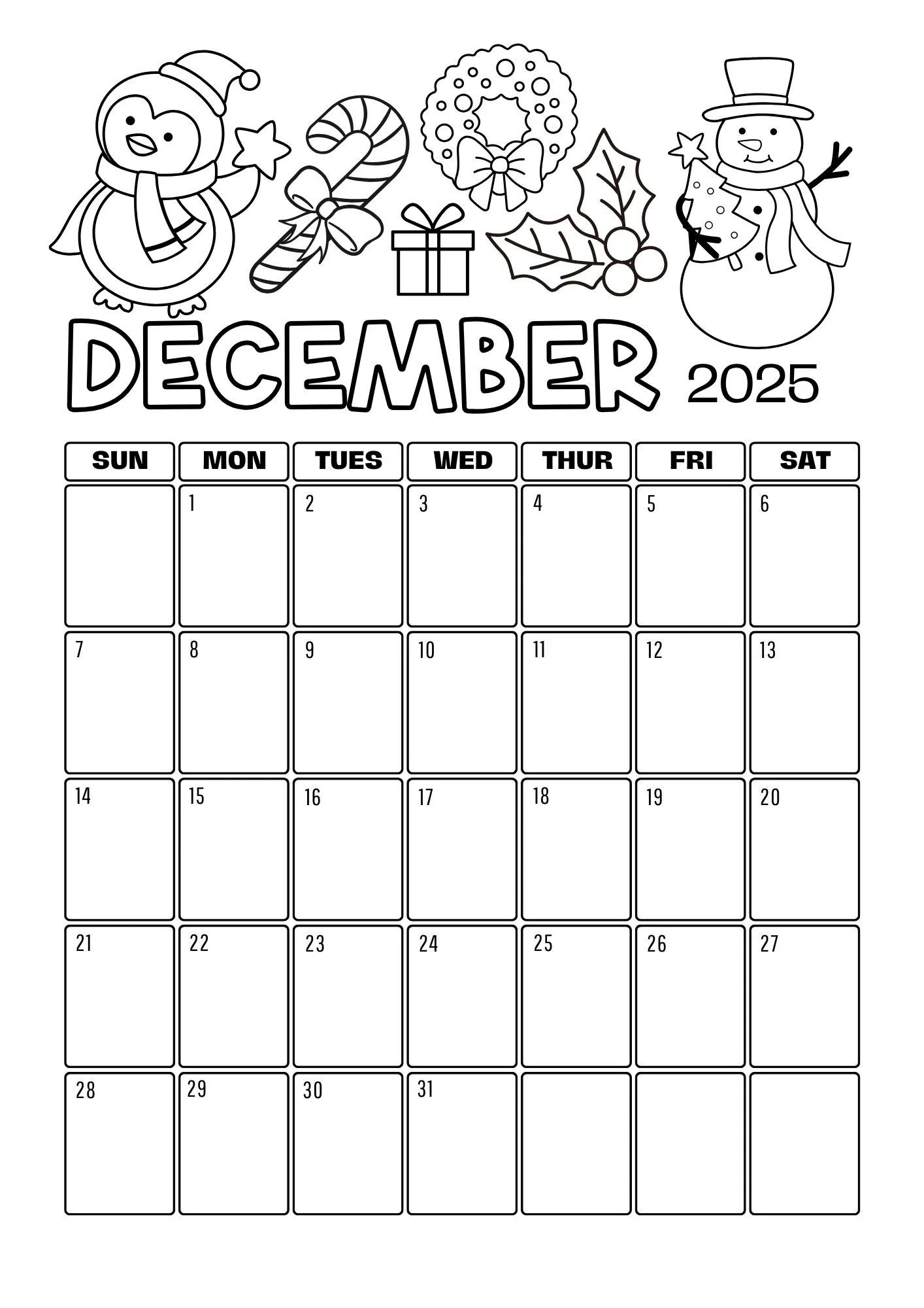 Monthly Colouring Calendar 2025 Printable The Mummy Bubble