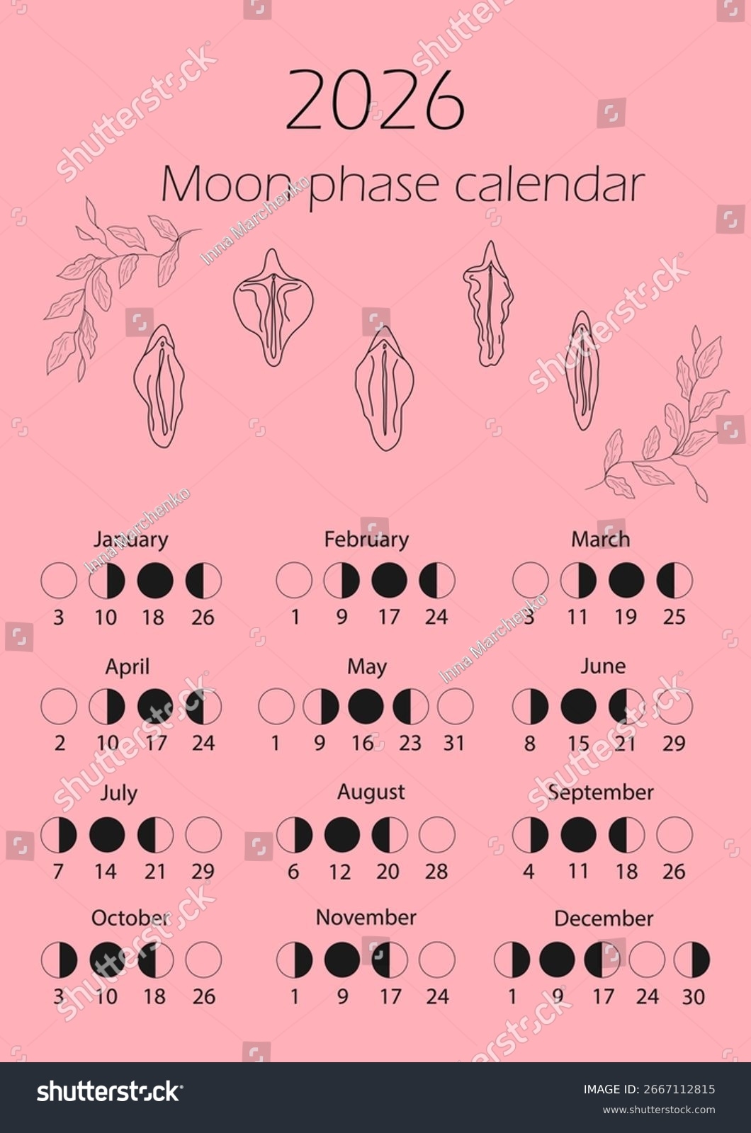 Free Printable Moon Phase Calendar 2026