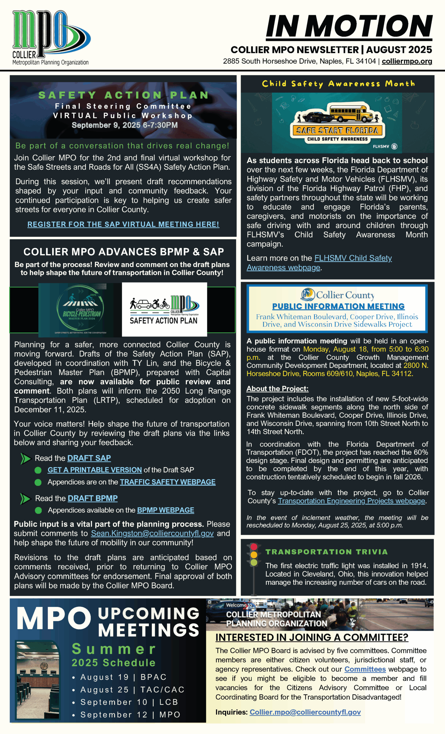 MPO Calendar Newsletter Collier Metropolitan Planning Organization