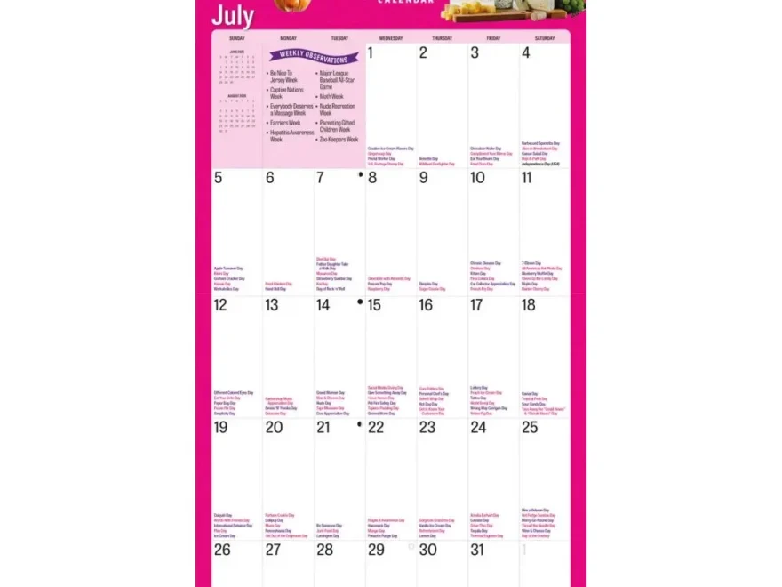 National Day 2026 Wall Calendar Calendars