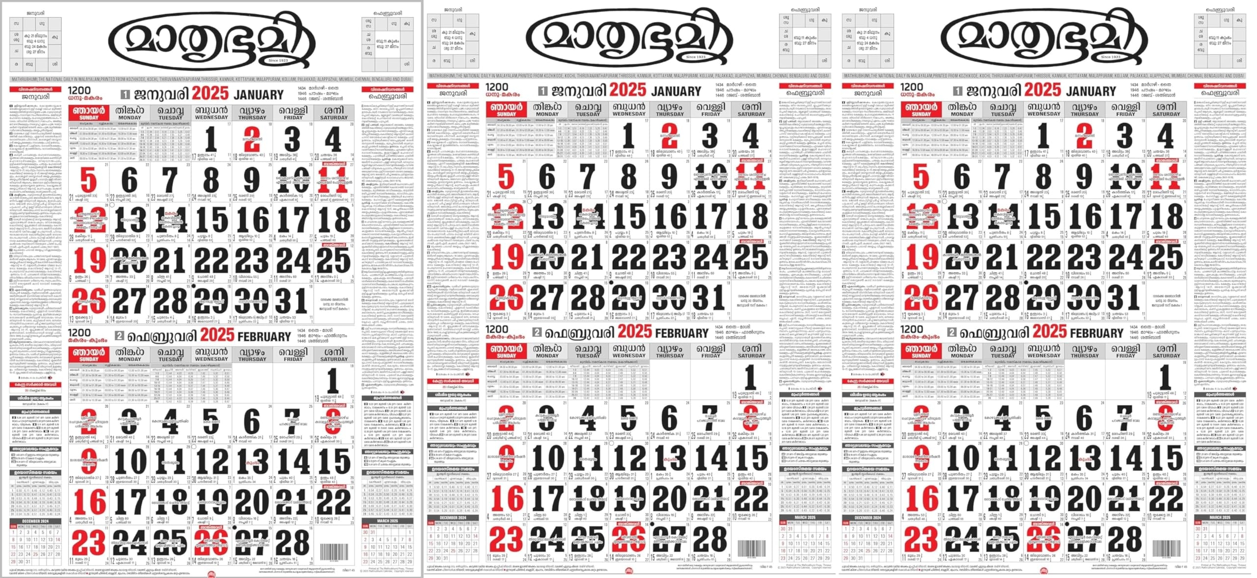 Nextone Mathrubhumi Calendar 2025 Wall Hanging Calendar 2025 Pack Of 3 Malayalam Calendar 2025 New Year Calendar 2025 Planner 2025 Malayalam Calendar 2025 Pack Of 3 Amazon in Office Products