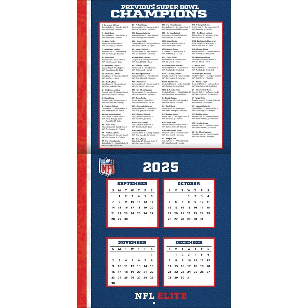 NFL Elite Calendar 2026