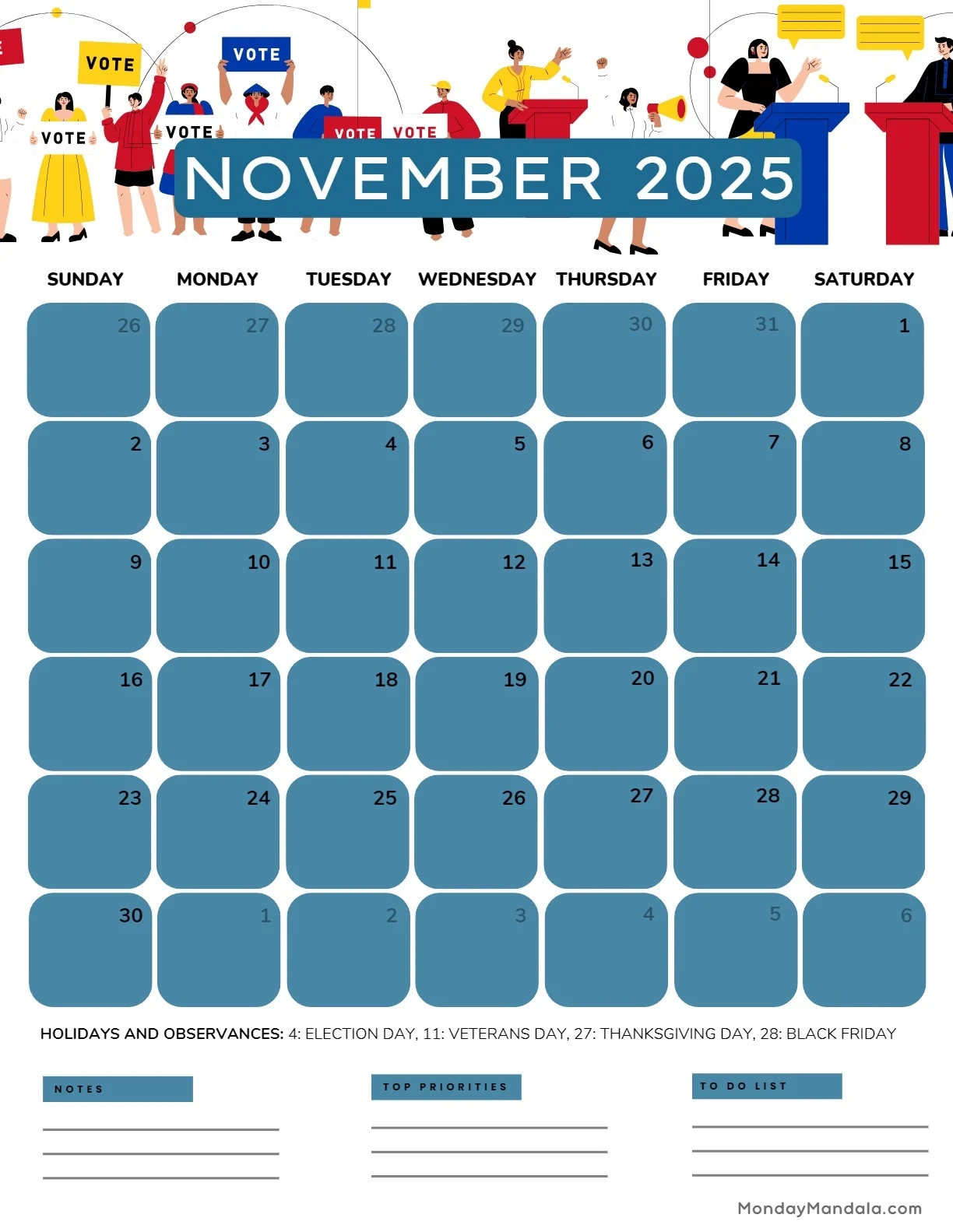 November 2025 Calendar 52 Free PDF Printables 