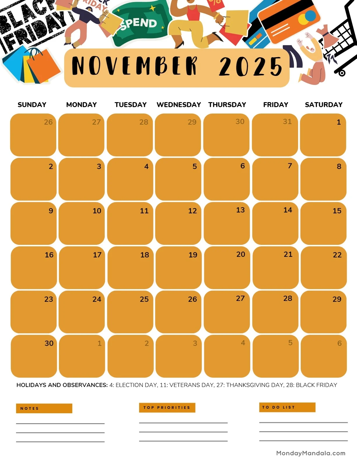 Printable November Calendars 2025