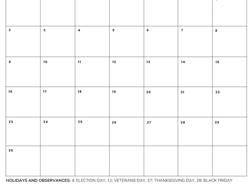 November 2025 Calendar 52 Free PDF Printables