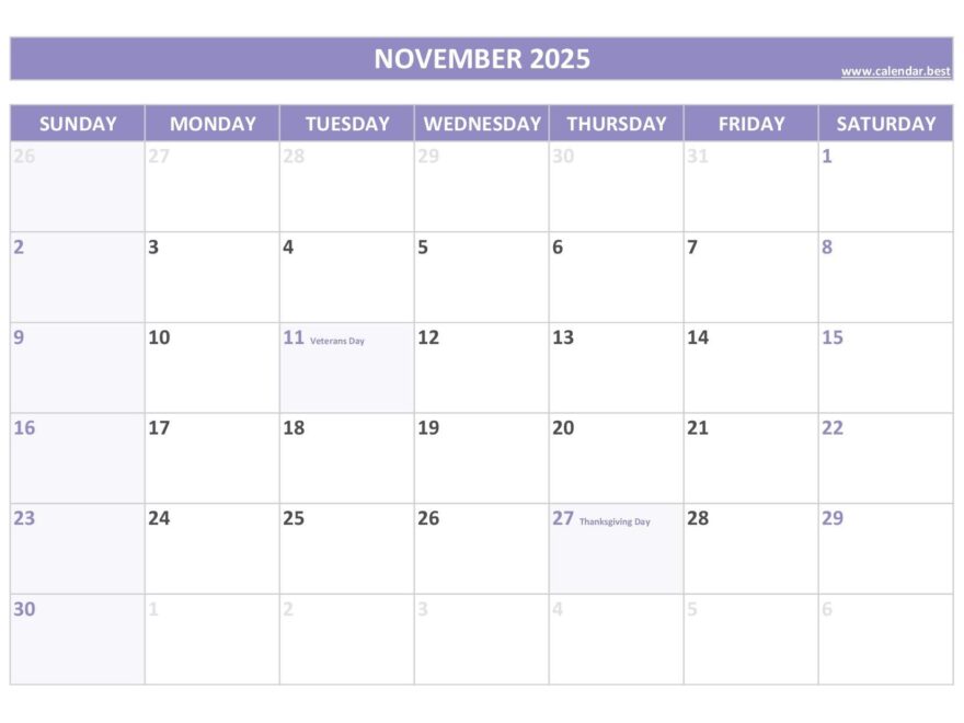 November 2025 Calendar Calendar best