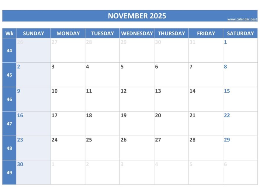 November 2025 Calendar Calendar best