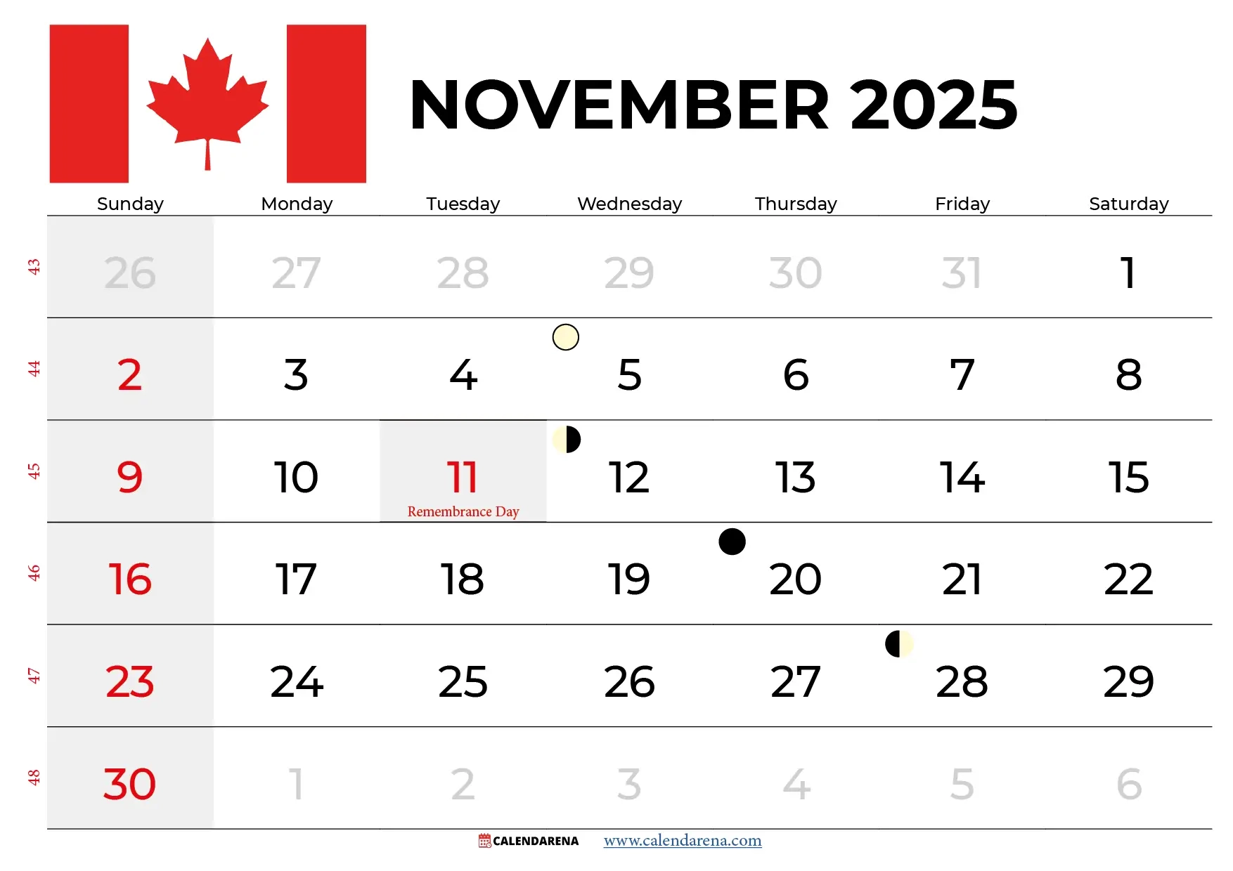 November 2025 Holiday Calendar