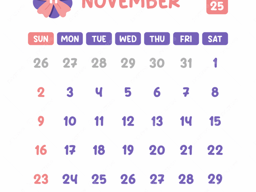 November 2025 Calendar Cute Pink Flower Vector Flower Clipart Calendar Clipart November Clipart PNG And Vector With Transparent Background For Free Download