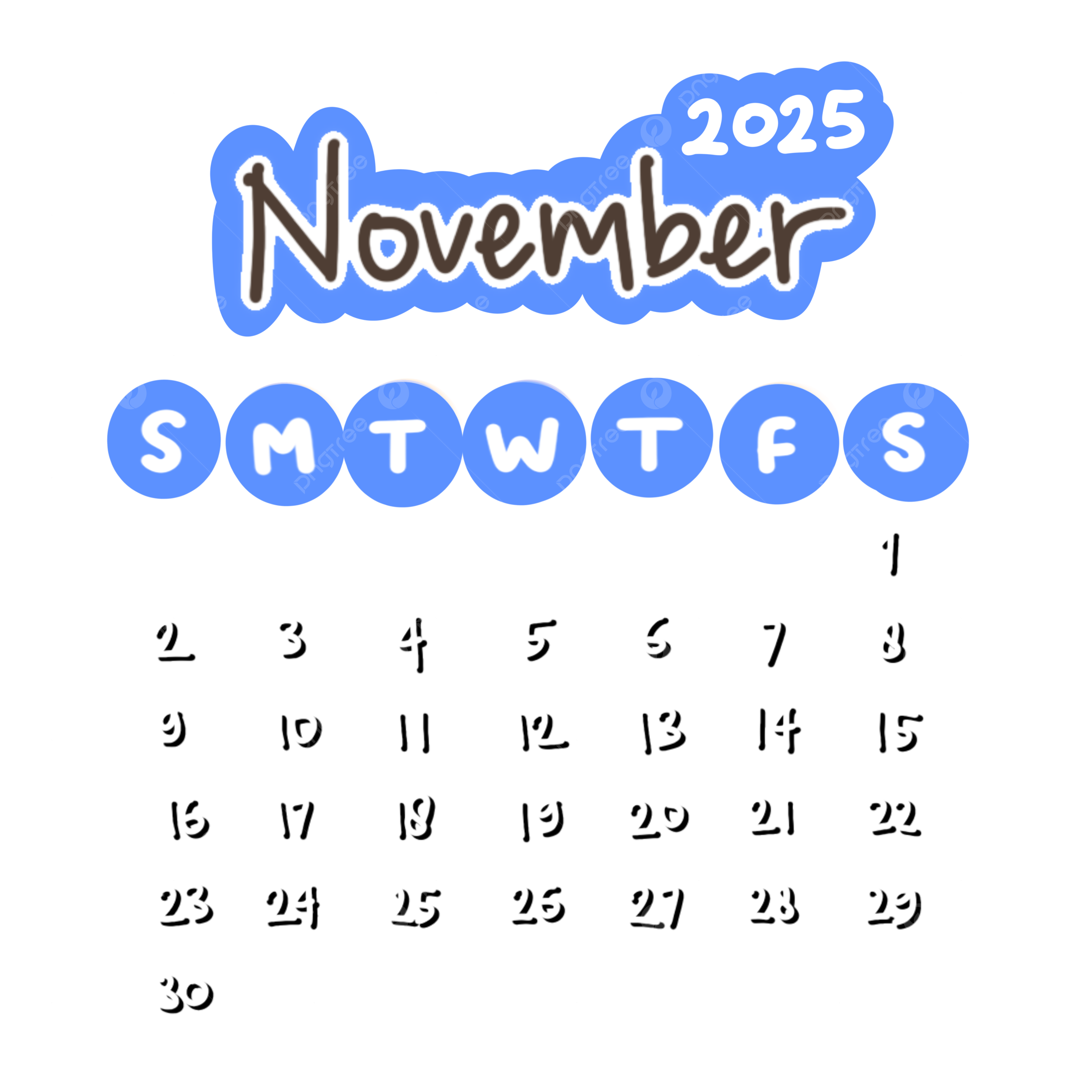 November 2025 Calendar Design Cute Printable November 2025 2025 Calendar November Calendar PNG Transparent Clipart Image And PSD File For Free Download