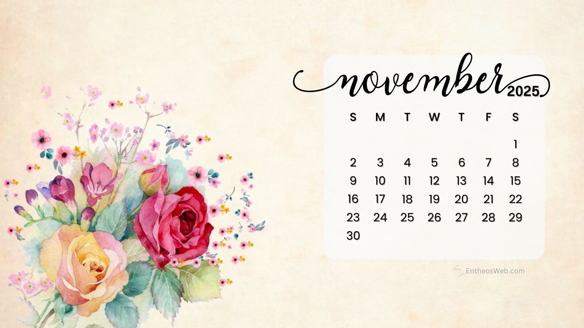 November 2025 Calendar Desktop Wallpaper Backgrounds EntheosWeb