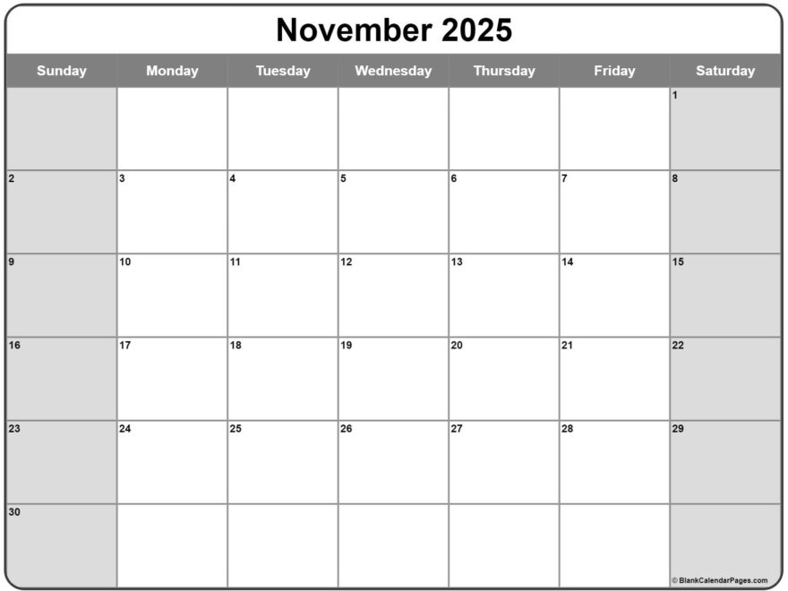November 2025 Calendar Free Printable Calendars