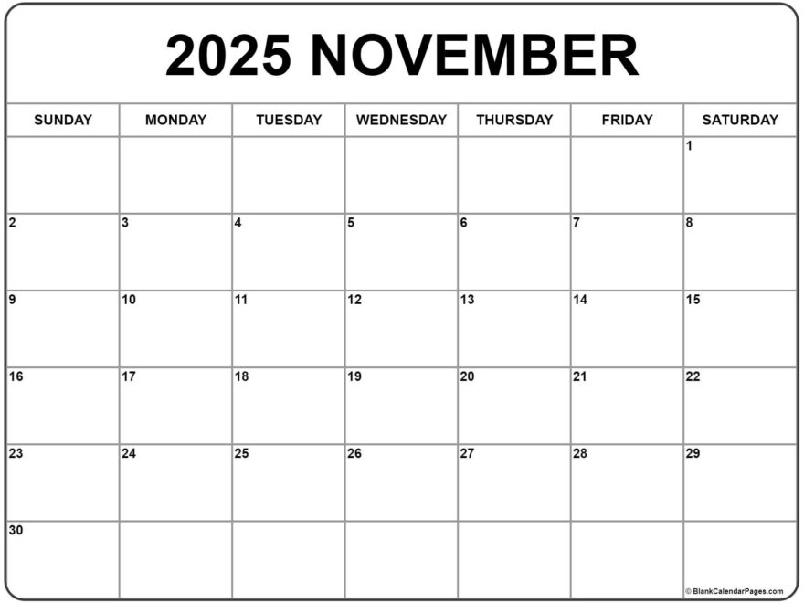 November 2025 Calendar Free Printable Calendars
