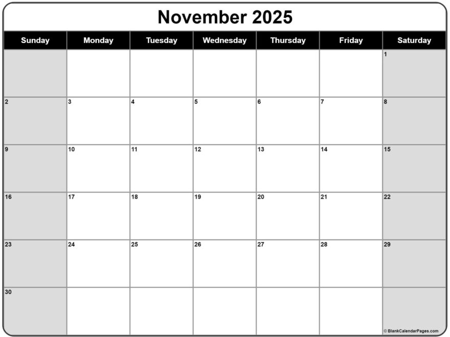 November 2025 Calendar Free Printable Calendars