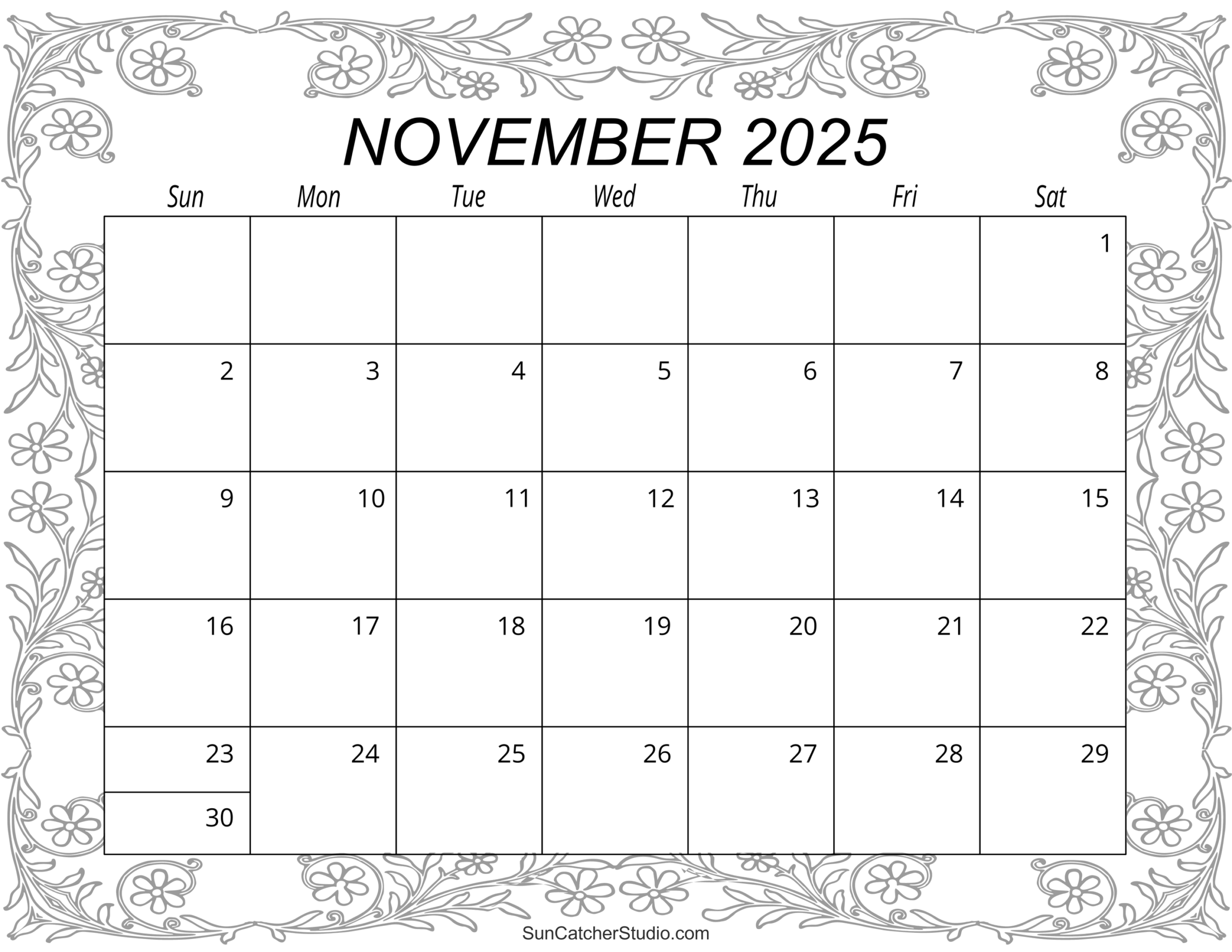 Calendar October November 2025 Printable