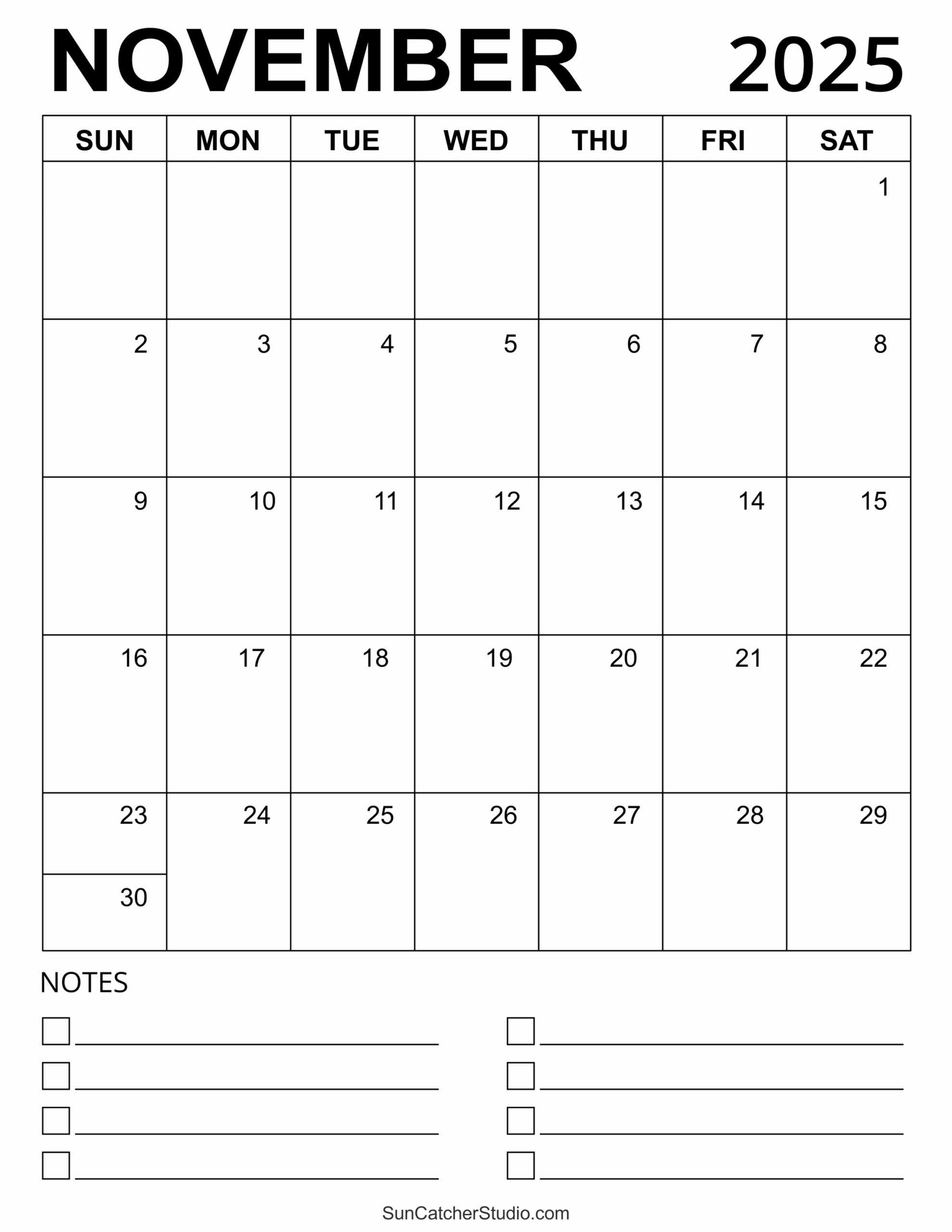 Free Printable Calendar November 2025