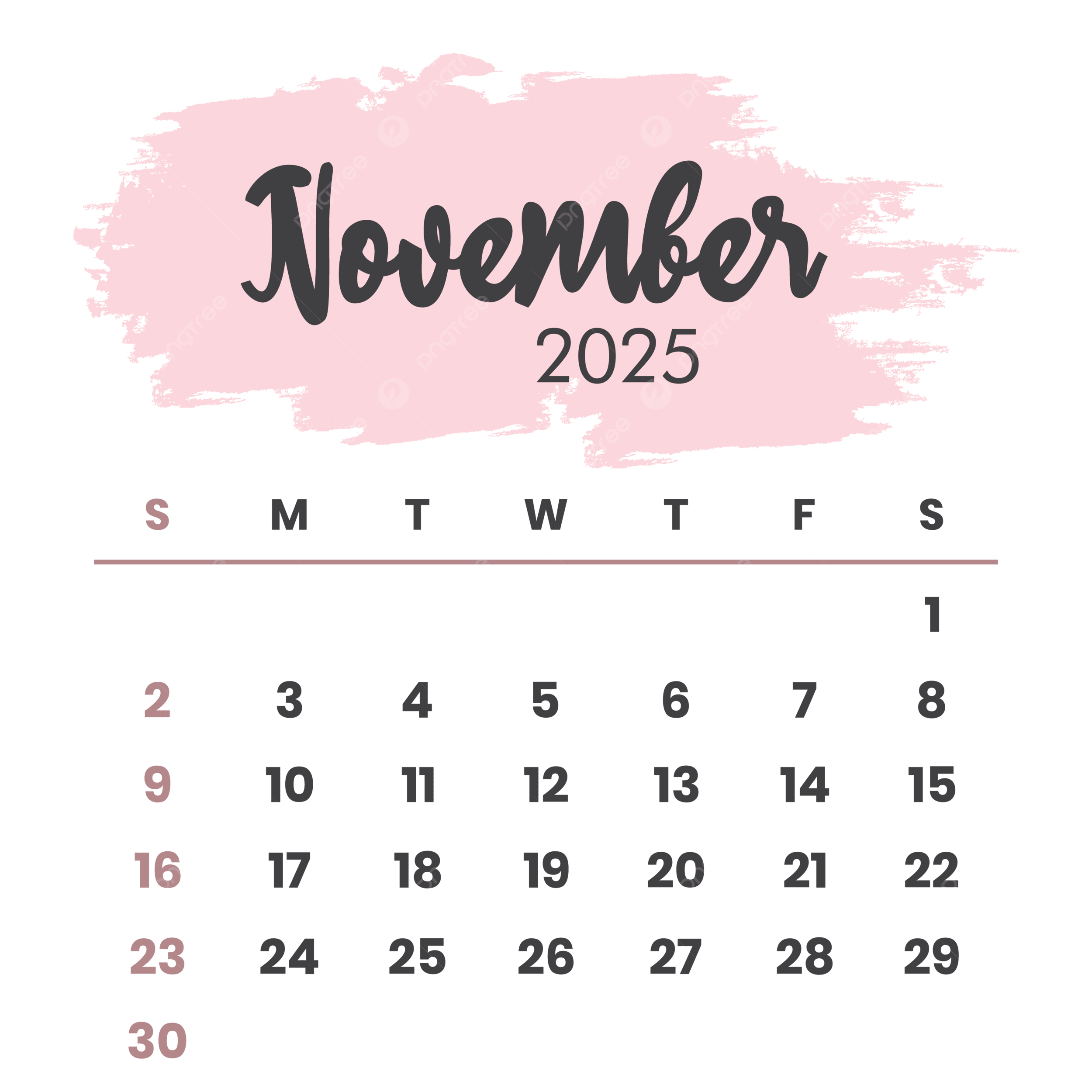 November 2025 Calendar Layout Printable Overlay Organize Task Or Event Vector November 2025 November 2025 Calendar 2025 Calendar PNG And Vector With Transparent Background For Free Download