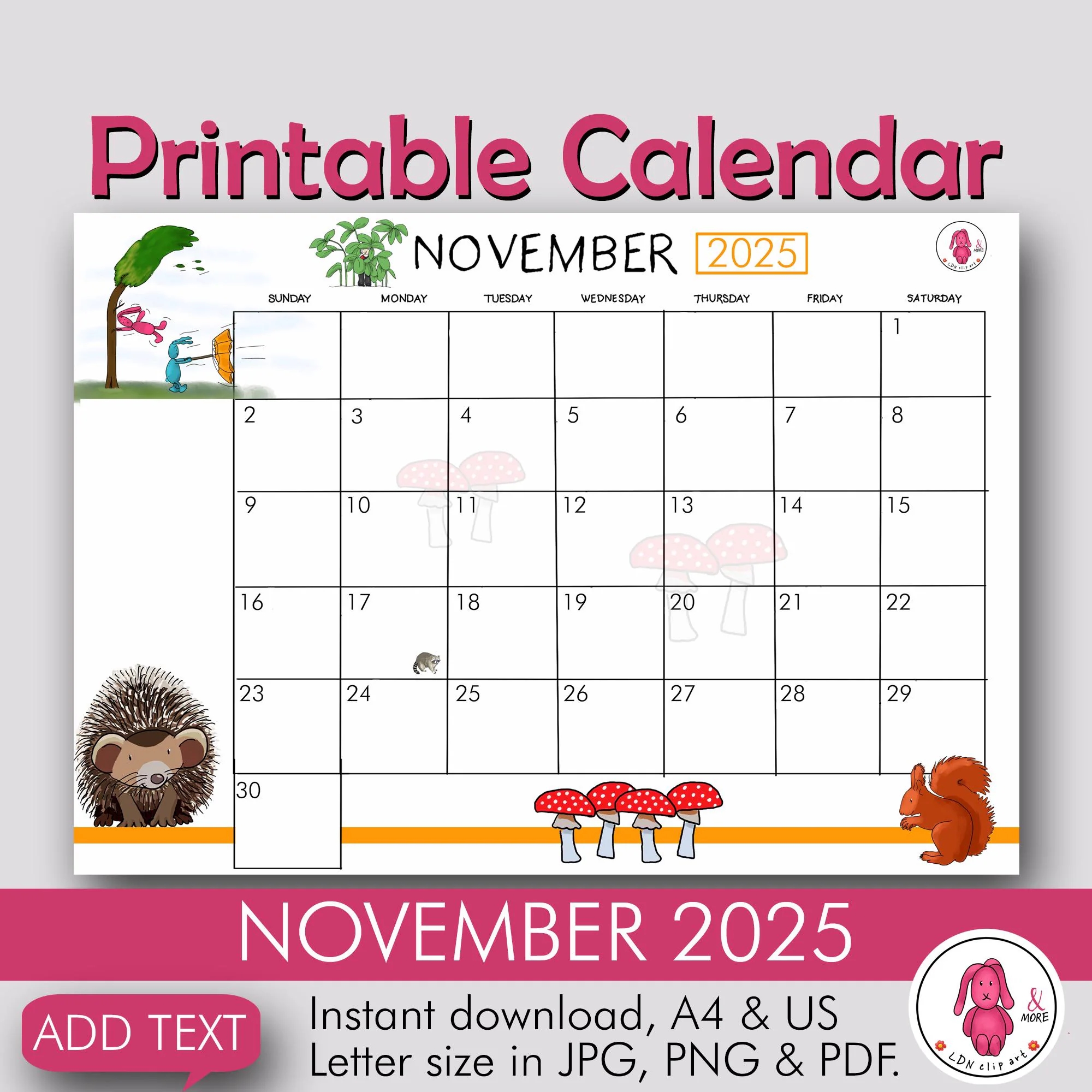 November 2025 Calendar Monthly Planner For Teachers Family School Or Decoration In Your Classroom Or On The Fridge Printable Editable Etsy