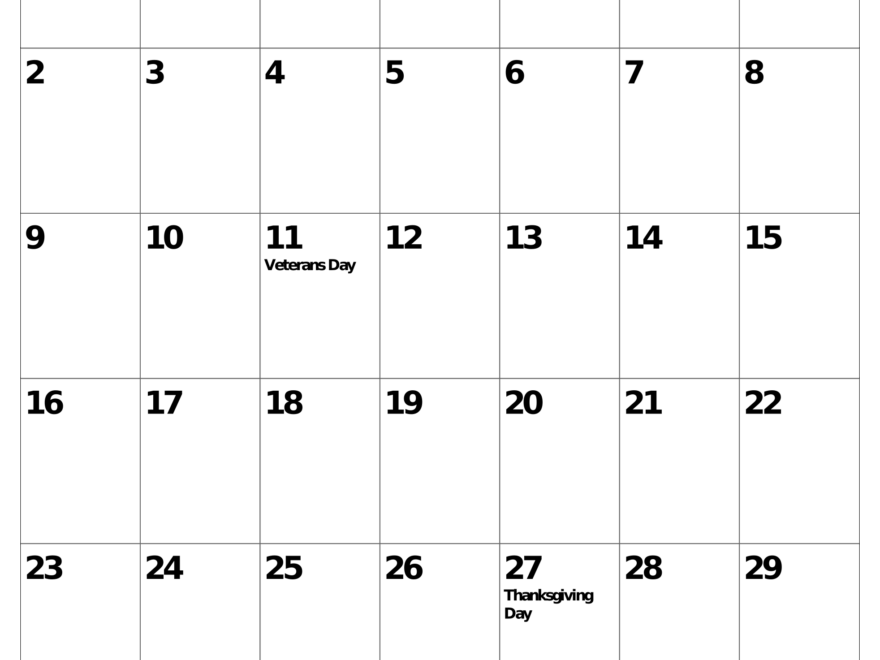 November 2025 Calendar My Calendar Land