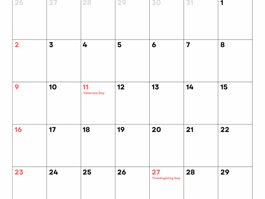 November 2025 Calendar My Calendar Land