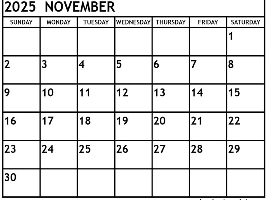 November 2025 Calendar Printable