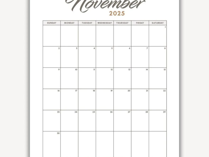 November 2025 Calendar Printable PDF November 2025 Page November 2025 Boho November Calendar 2025 Cute Calendar Nov Cal Digital Download Etsy