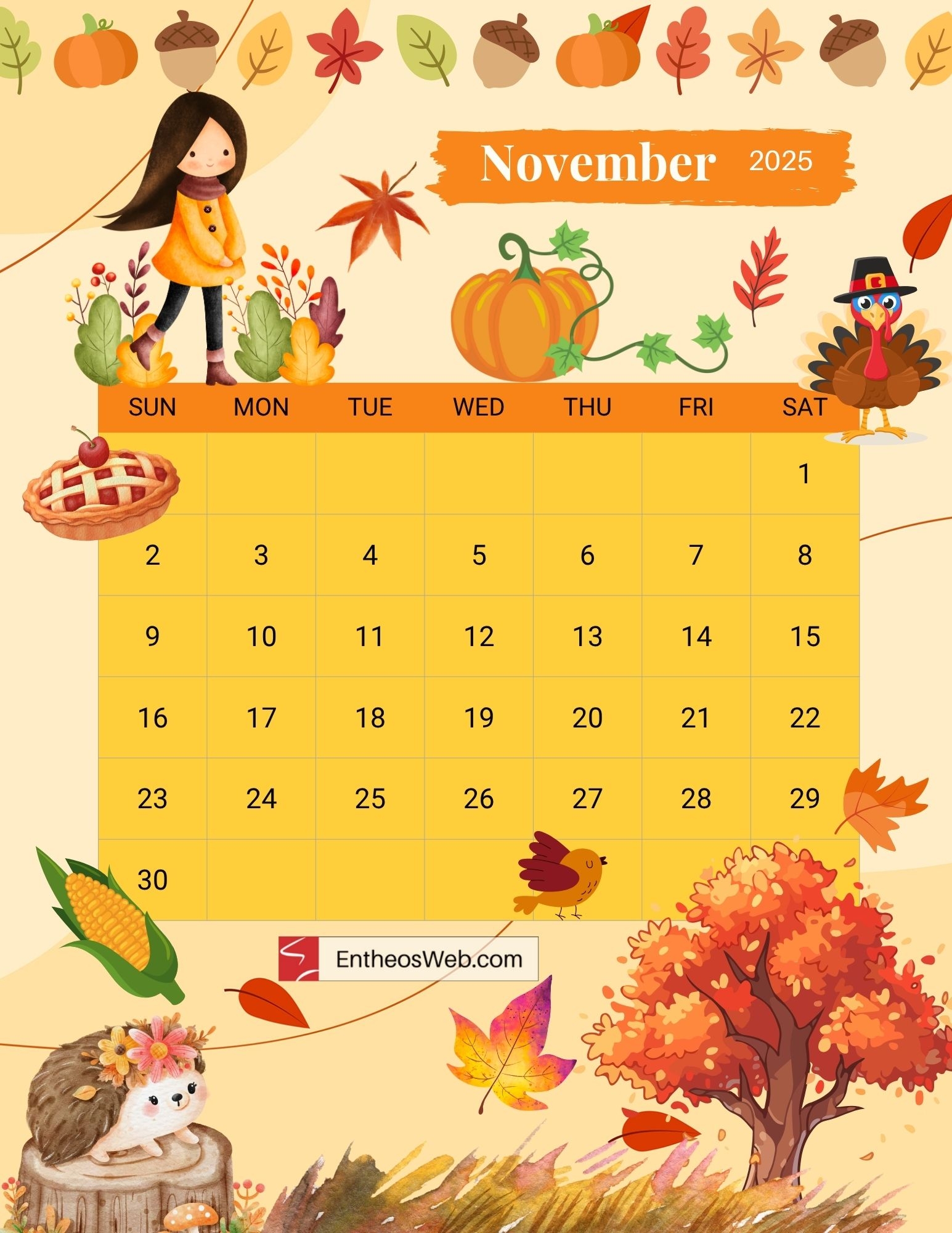 November 2025 Calendar Printables EntheosWeb
