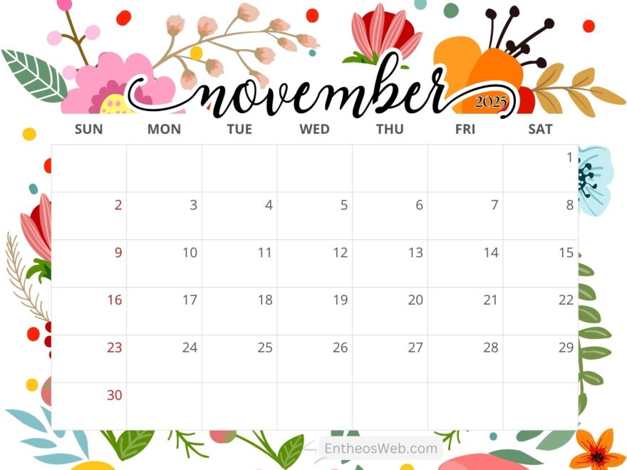 November 2025 Calendar Printables EntheosWeb