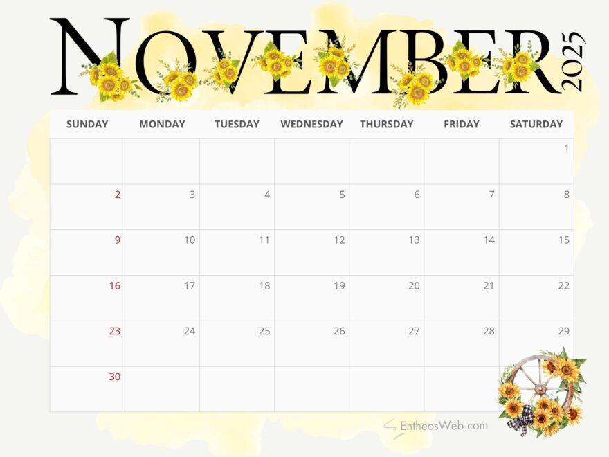 November 2025 Calendar Printables EntheosWeb