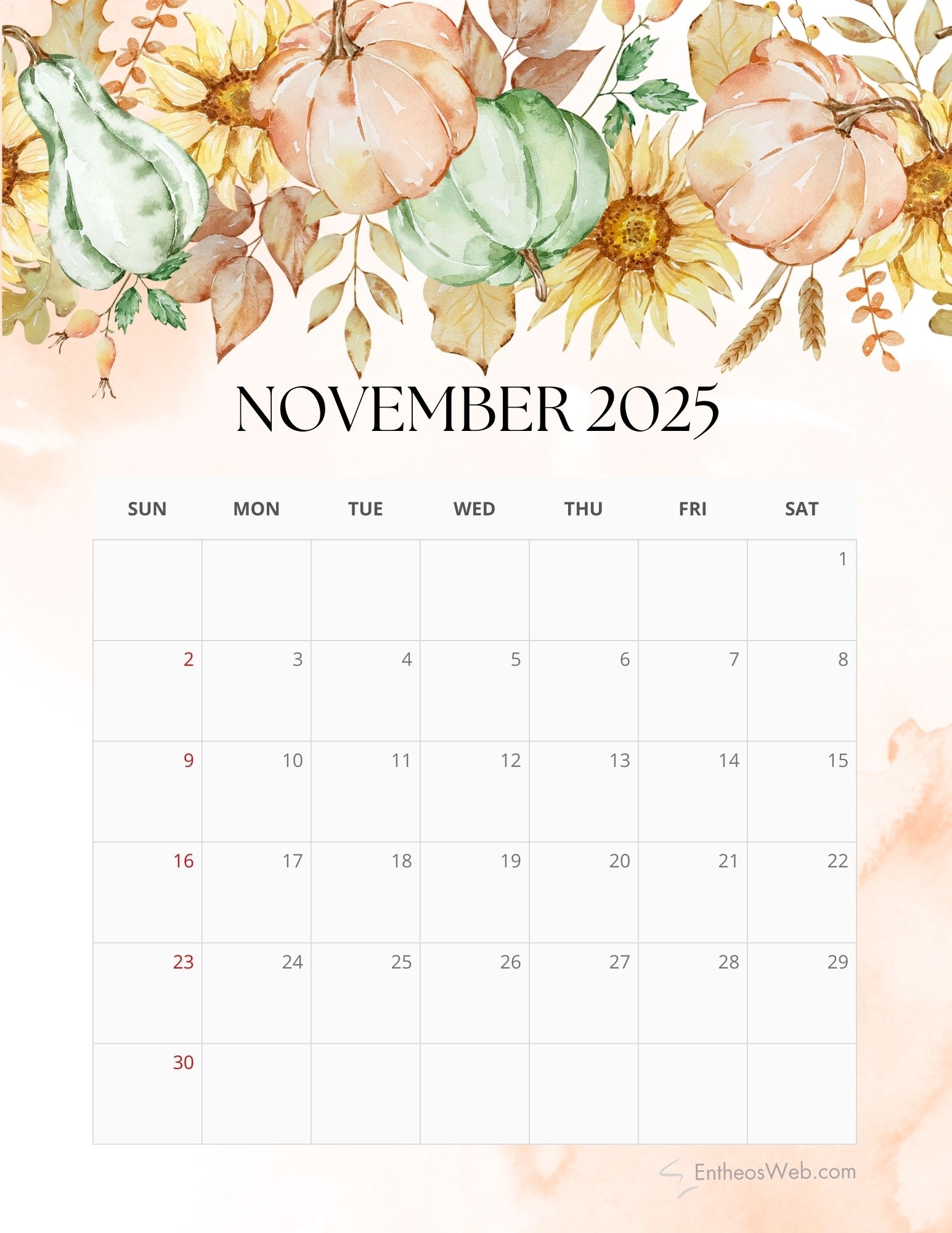 Printable Calendar 2025 November