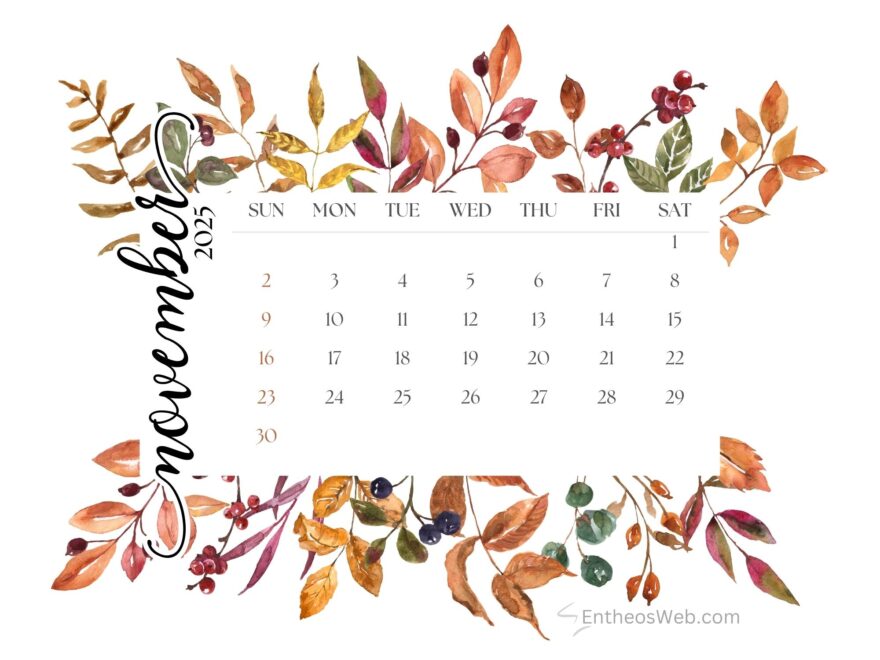 November 2025 Calendar Printables EntheosWeb