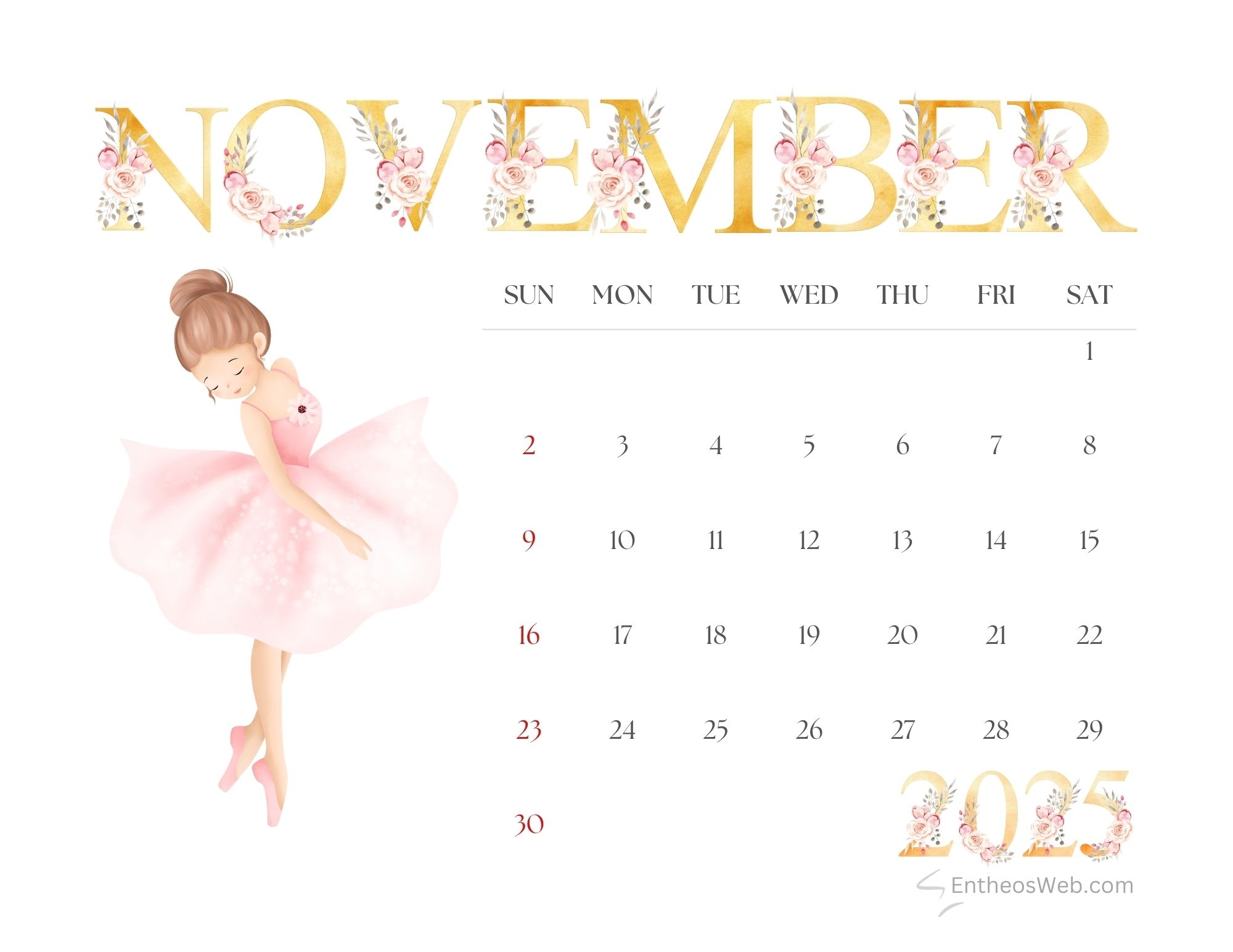 November 2025 Calendar Printables EntheosWeb