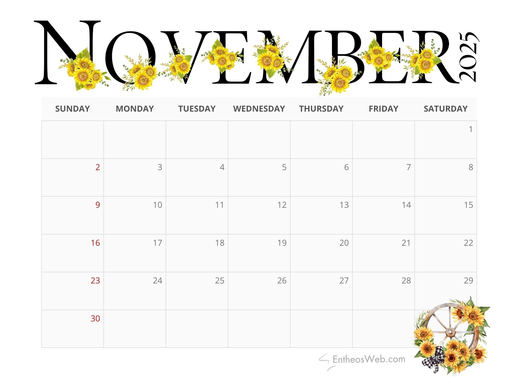 October And November 2025 Calendar Printable