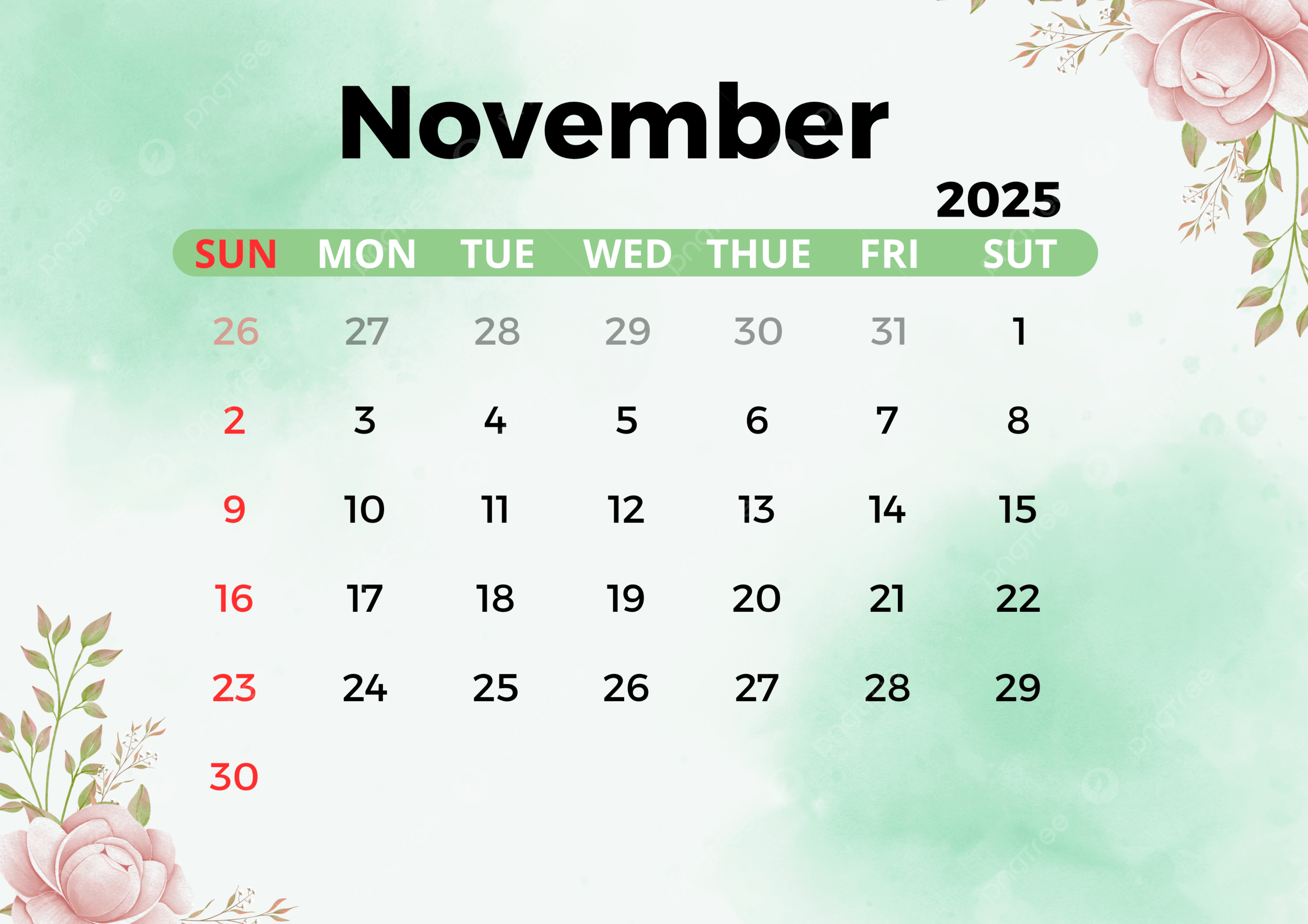 Calendar Template November 2025