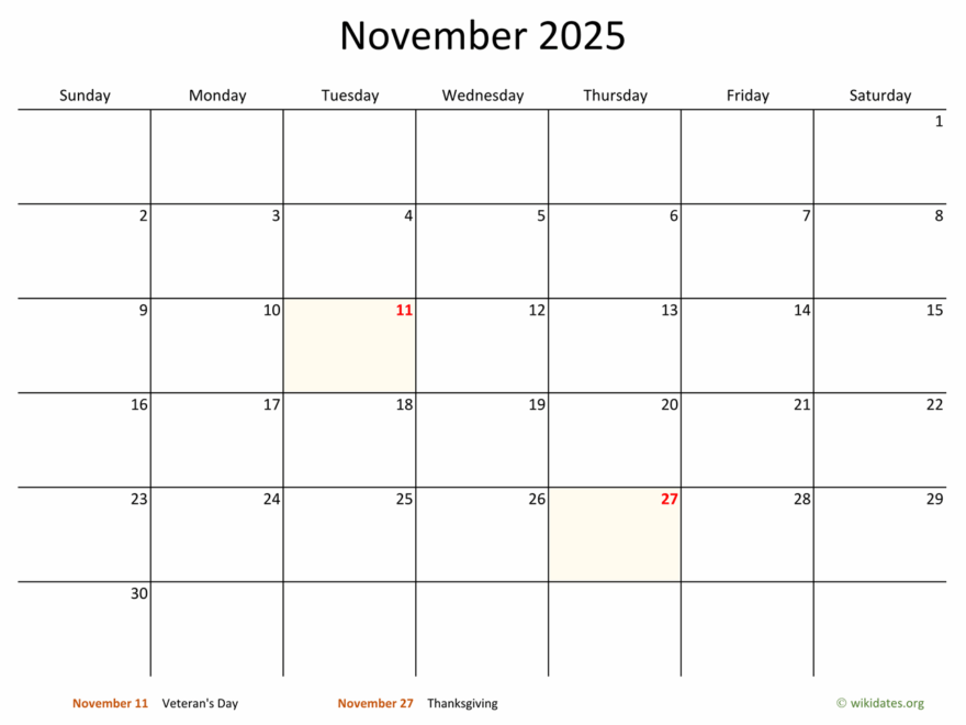 November 2025 Calendar With Bigger Boxes WikiDates