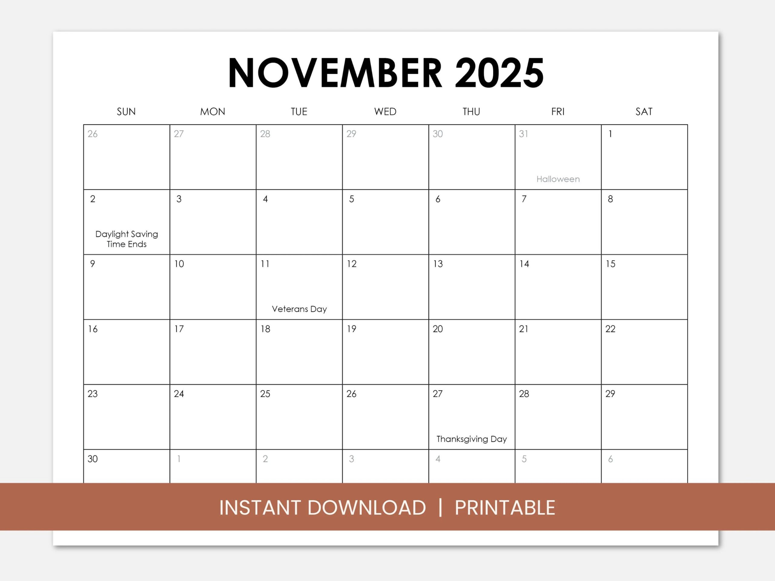 Free November 2025 Calendar