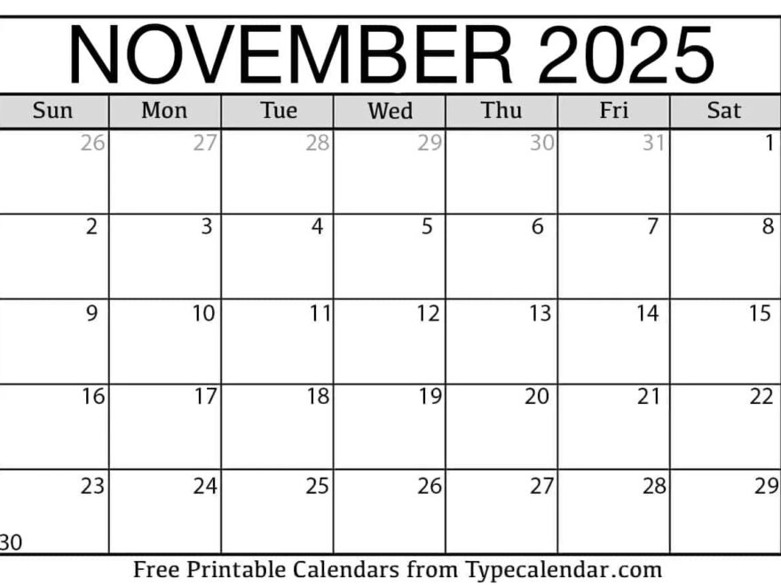 November 2025 Calendars Free Printable Templates