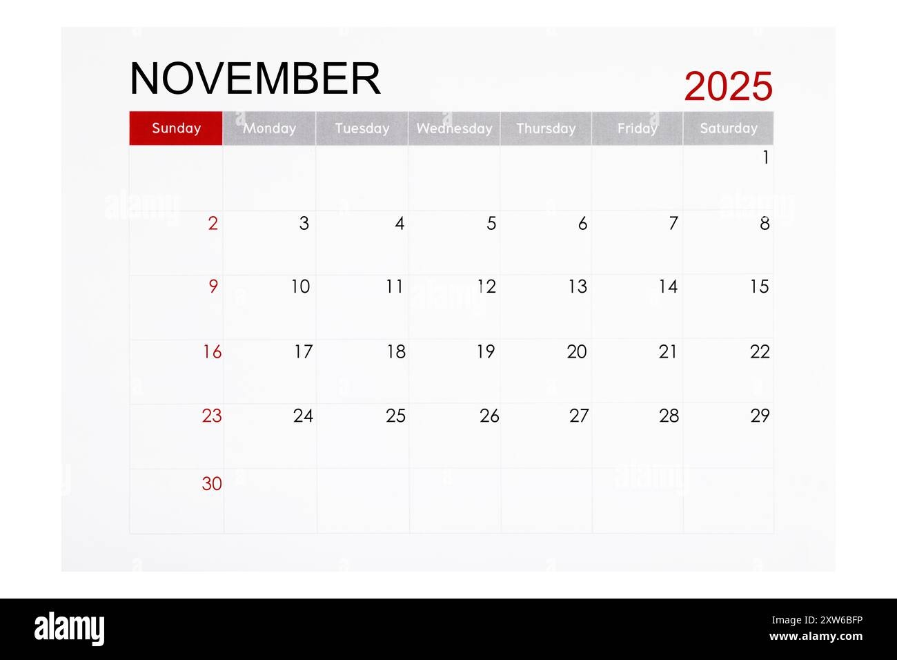 November 2025 Calendar Page