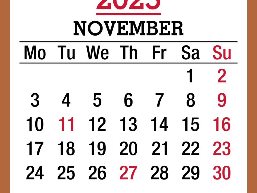 November 2025 Monthly Calendar With Holidays Printable Free Beige Monday Start PashaCoffee