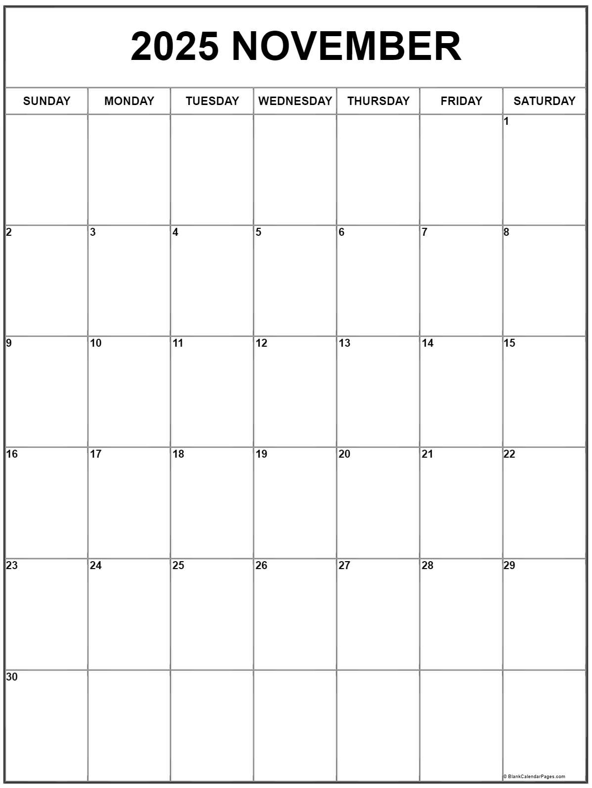 Calendar Of November 2025