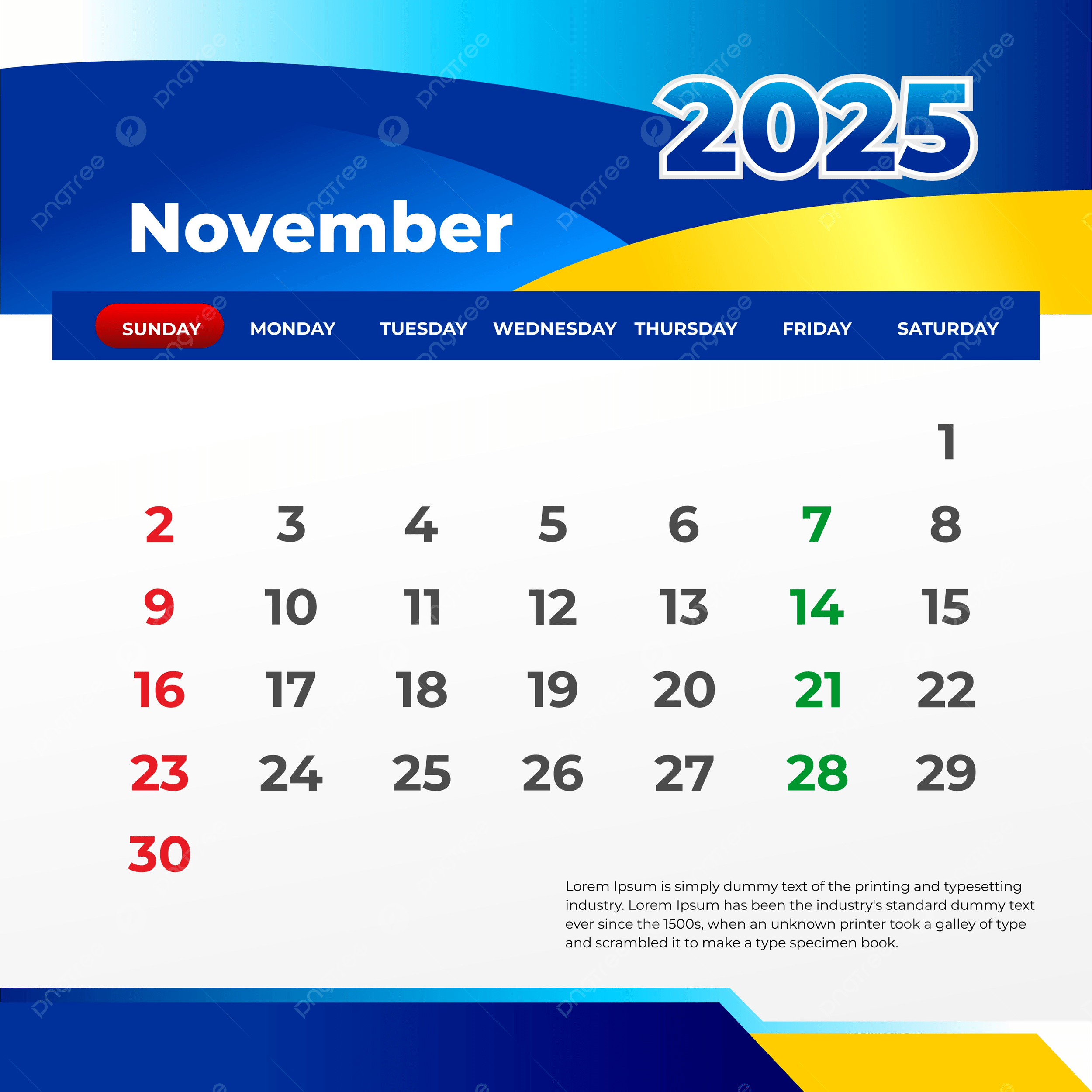 November 2025 Wall Calendar Print And Post On Social Media Vector Template Download On Pngtree