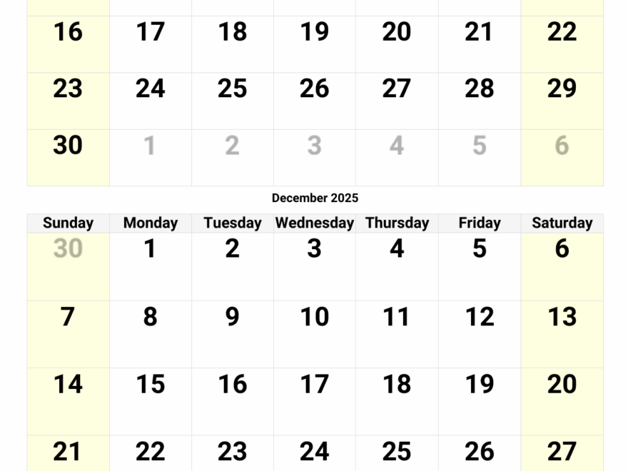 November And December 2025 Calendar Custom Calendar Maker