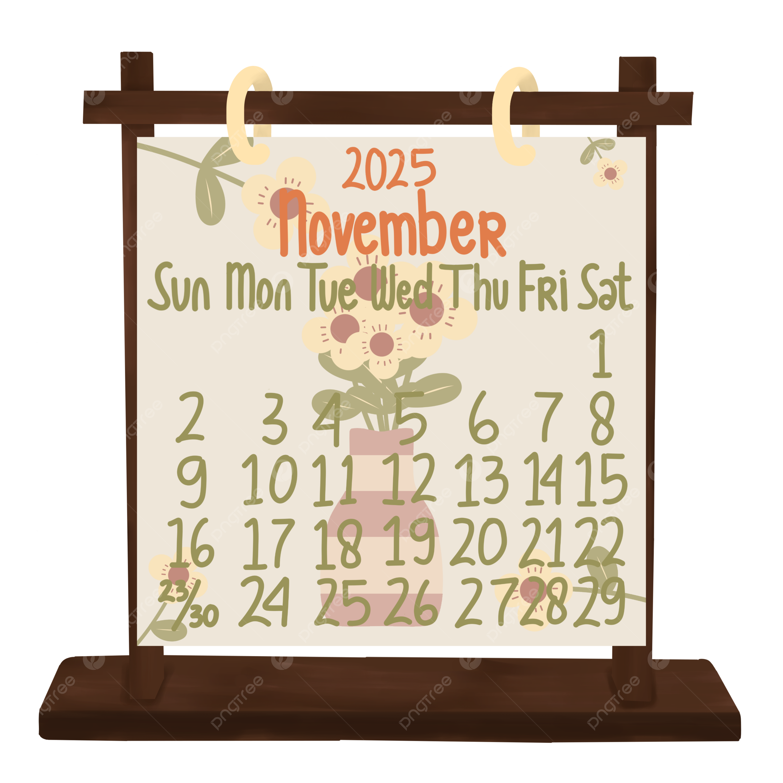 November Calendar 2025 November Month Monthly Calendar PNG Transparent Clipart Image And PSD File For Free Download