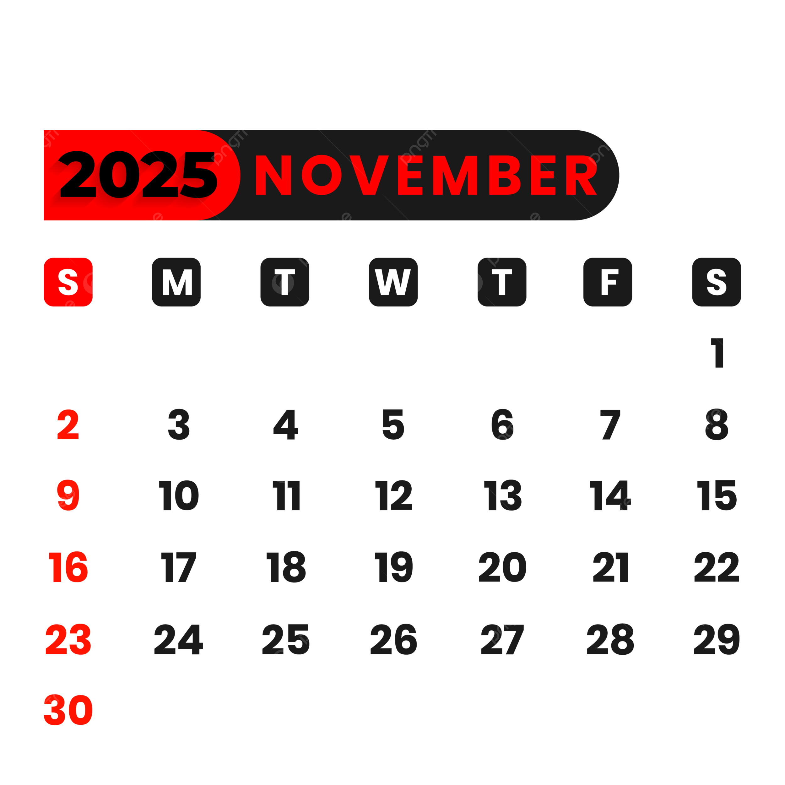 Free November Calendar 2025