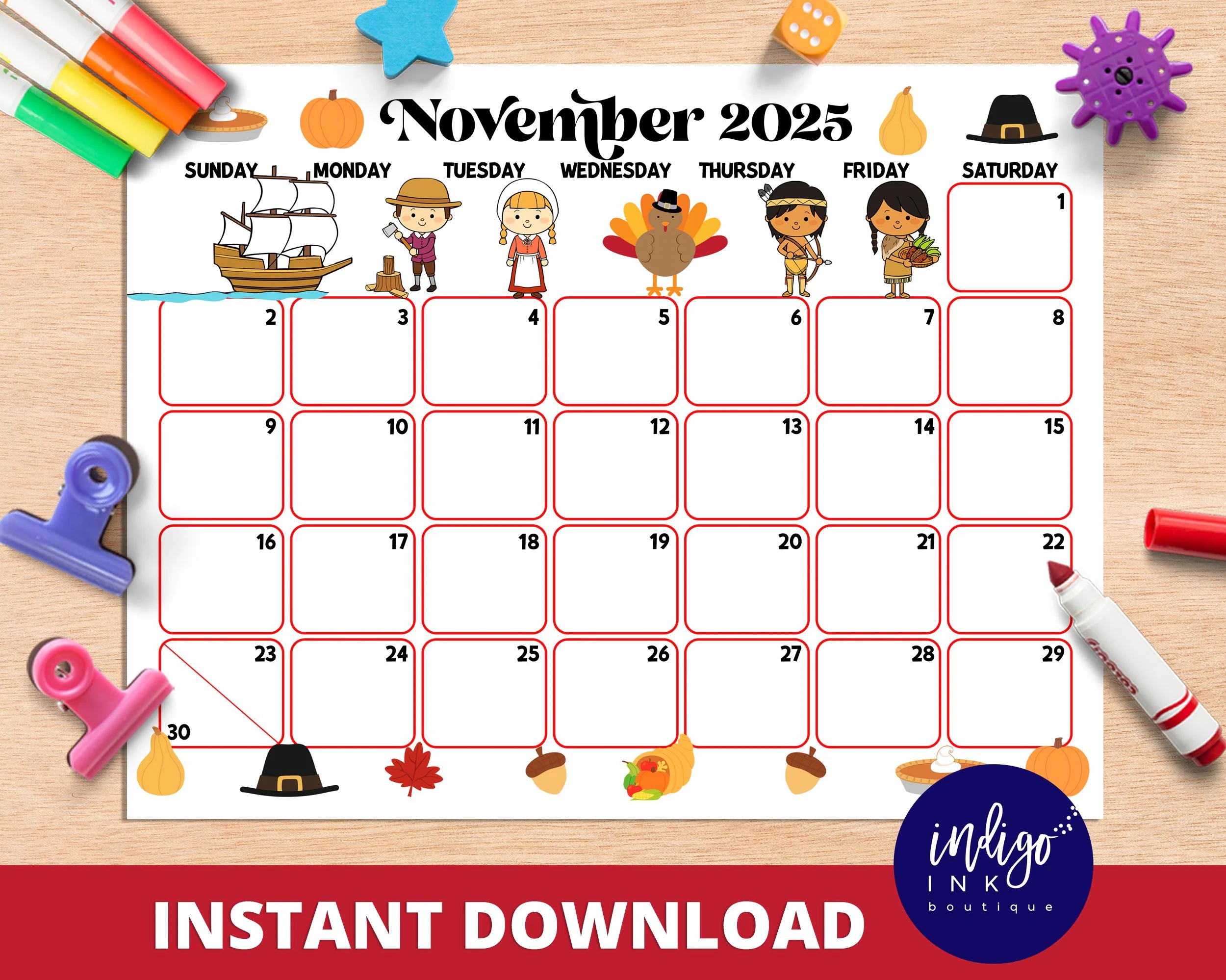 November 2025 Calendar For Kids