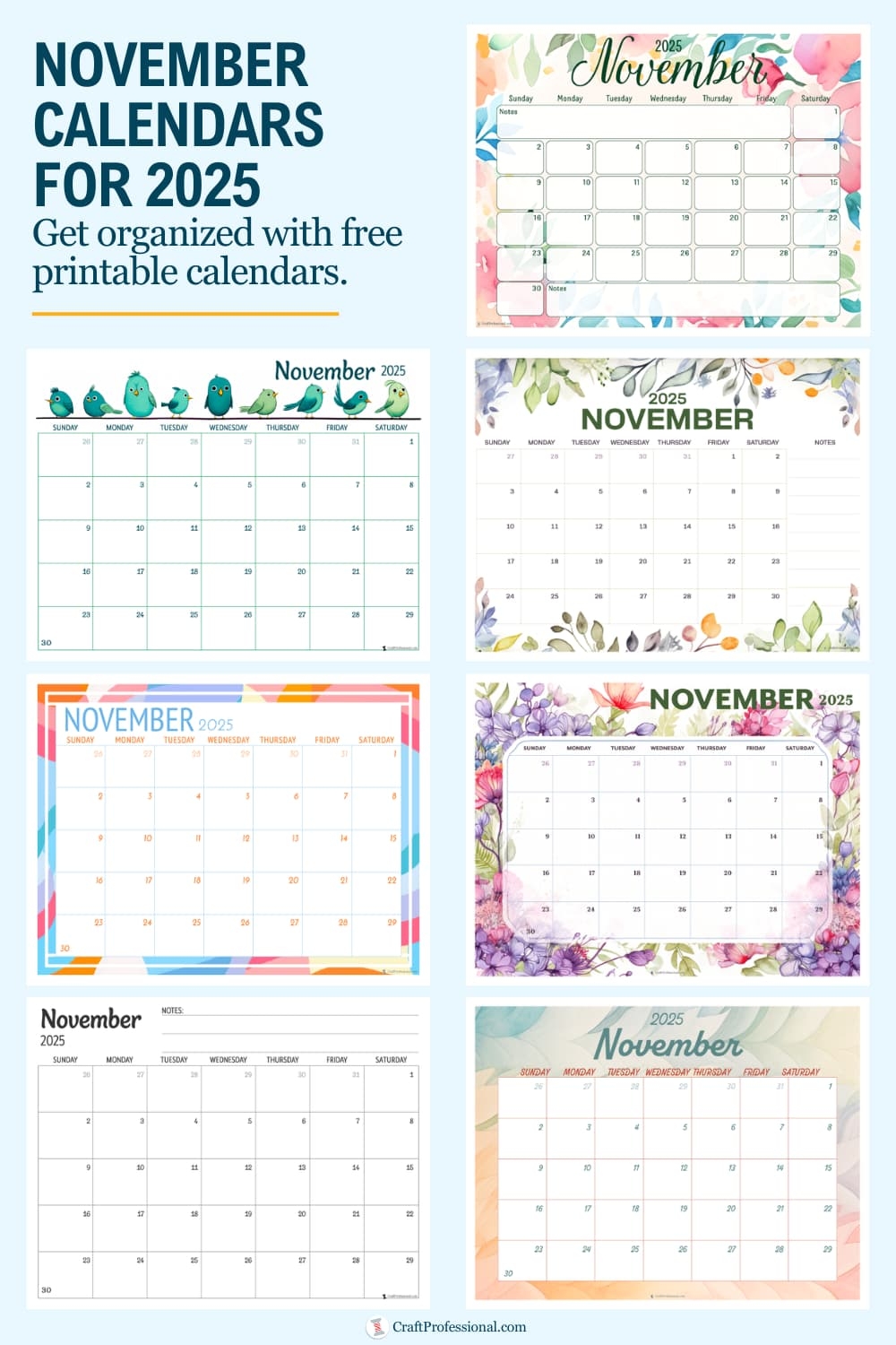 November Calendars For 2025 Get Organized With Our Free Printables